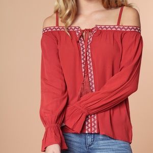 EMBROIDERED COLD SHOULDER BLOUSE [BASB006057]